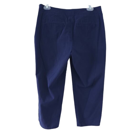 Talbots Heritage Capri Pants 8P Petite Navy Blue Summer Pants Cotton Blend - Picture 2 of 5